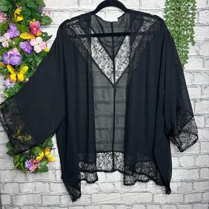💙2/$40💙BCBGeneration Black Lace Chiffon Open Front Kimono Size XS/S